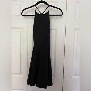 Black Halter Dress with Open and Lace Back